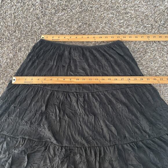 Tiered Broomstick Skirt Plus Size 1X Black Solid Crinkle Fairy Grunge Goth Y2K - Picture 9 of 10